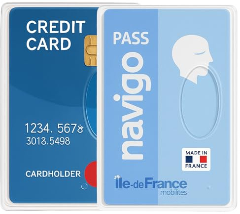 Idée pro mobilité® Lot de 2 Étuis Porte-Cartes Rigide Transparent – Protection Cartes Bancaires, Navigo, Badges – Compact, Résistant et Minimaliste – Fabriqué en France