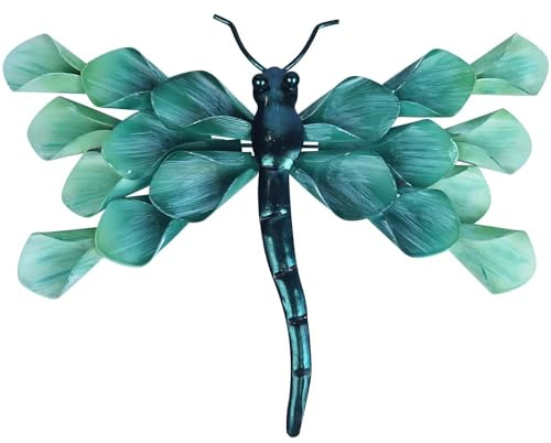 LIFFY Metal Dragonfly Wall Decor Handmade - Outdoor Metal Wall Art Decor for Patio Garden Fence Living Room, Bedroom, Dragonfly Gifts