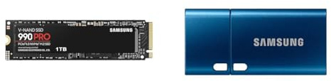 Samsung 990 PRO NVMe M.2 SSD & USB-Stick, USB-C, 128 GB, 400 MB/s Lesen, 60 MB/s Schreiben, USB 3.1 Flash Drive für Notebooks, Tablets und Smartphones, Blue, MUF-128DA/APC