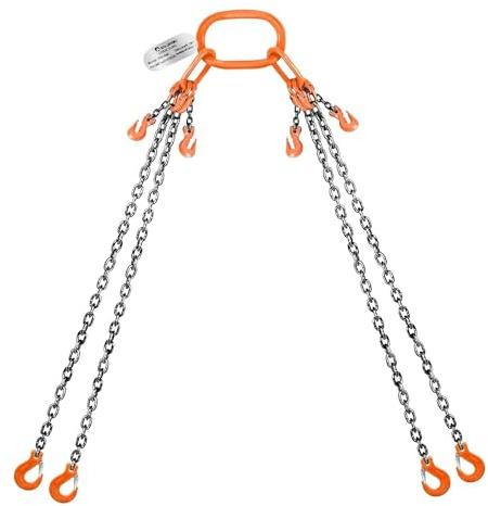 SALUINOKI 4 Chain Lifting Sling with Hooks 10Ft x5/16 inch 14000lbs 6.4 Ton for 4 Way Chain Lift
