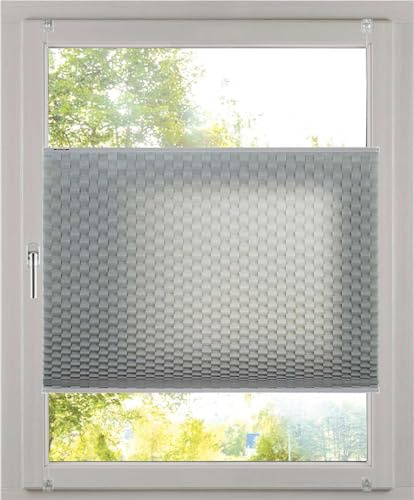 K-Home Klemmfix Plissee 3D-Effekt Grau 115 x 130 cm
