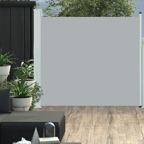 Gecheer Tenda Laterale Retrattile per Patio 170x300 cm Grigio,Tenda,da Sole,Laterale,Retrattile,Estensibile,per Terrazzo,Patio,Tenda Paravento Esterno,Tenda da Sole Estensibile,J48368