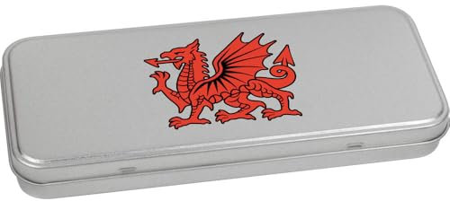 Azeeda 'Welsh Red Dragon' Metal Hinged Stationery Tin/Storage Box (TT00250642)