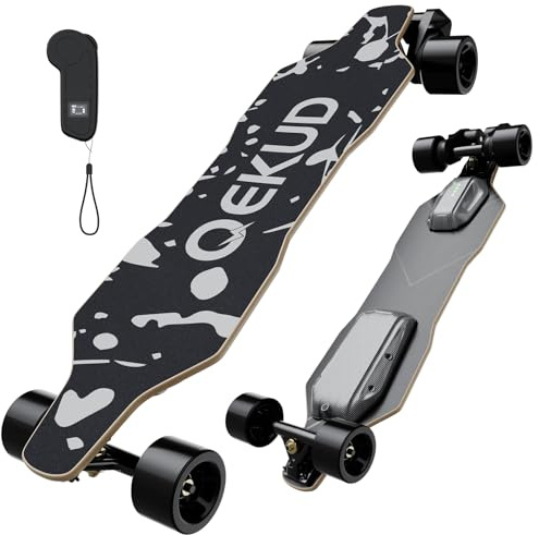 Qekud S4 skateboard elettrico per adulti e ragazzi – 2000 W motore 4 modalità di velocità – telecomando con OLED con display – nero