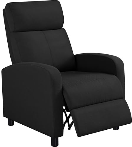 Soberine Poltrona Reclinabile Manuale Poltrona Lounge Imbottita Poltrocina con Poggiapiedi Poltrona Alzapersona Relax da Divano Soggiorno Camera da Letto Tela/Nero