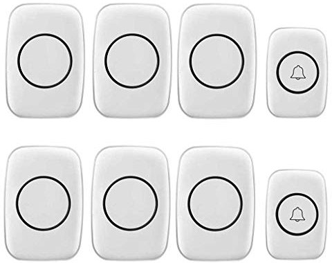 WOTZOV Timbre inalámbrico Resistente al Agua, 2 transmisores, 6 receptores, Timbre inalámbrico enchufable, Alcance ultralargo de 300 m, 36 melodías Musicales, 4 Archivos de volu