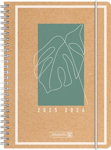 BRUNNEN Skolkalender (2025/2026) Jungle Leaf, 2 sidor = 1 vecka, A5, 208 sidor, kraftpappersomslag
