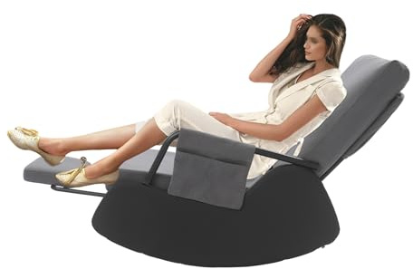 soudesileim Sedia a dondolo con schienale regolabile 90°-180°, poggiapiedi, poggiatesta, portata 200 kg, angolo di inclinazione 15° anteriore, 30° posteriore, sedia a sdraio, balcone, poltrona lounge