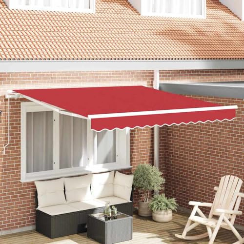 INLIFE Einziehbare Markise Rot 350 x 250 cm Stoff,Heim & Garten,Rasen & Garten,Garten & Balkon,Markisen,Rot,21.95 KG,3330429