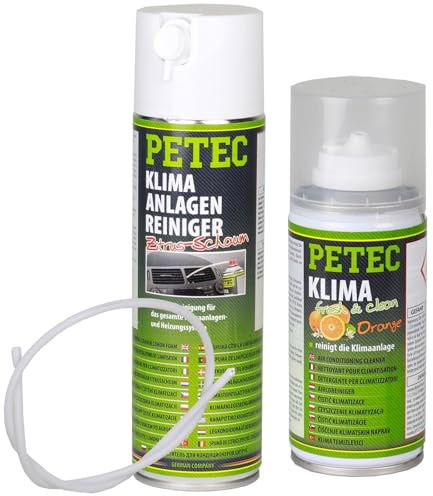 PETEC Klimaanlagenreiniger Schaum + Klima Fresh Spray Desinfektion Orange