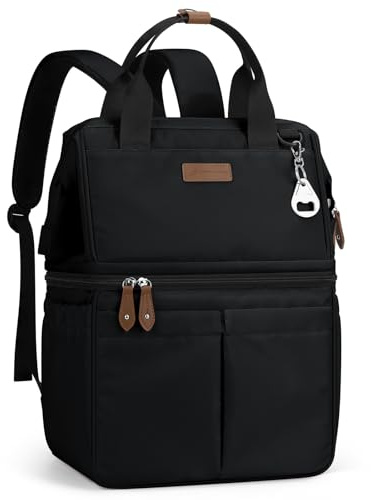 Maelstrom Mochila isotérmica, más Genial 36 latas Mochila isotérmica, Bolsa isotérmica de Dos Pisos Flexible e Impermeable, Mochila de Comedor Ligera para Hombres y Mujeres (Negro)