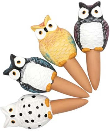 GALPADA Lot de 4 Arroseurs Automatiques en Céramique 210 ML de Hibou Système d'Arrosage de Jardin pour Plantes en Pot Arroseurs à Pointes pour Arrosage Automatique Intérieur et