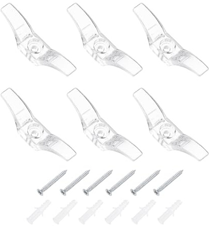QUARKZMAN 6 Piezas Grapas para Cuerda Persianas 55x11mm Transparente | Soporte Plástico Seguridad Para Cuerda Persianas, Ganchos Para Cuerda Ventana Con Tornillos Para Cortinas
