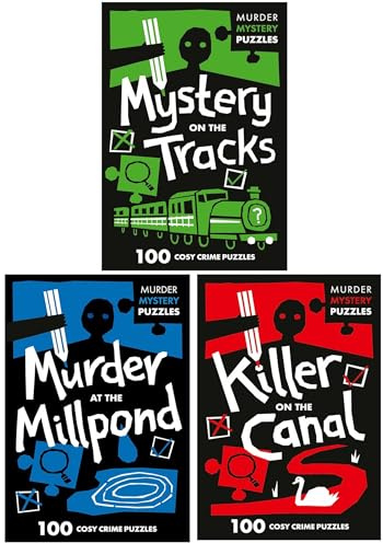 Murder Mystery Puzzles Series 300 Cosy Crime Puzzles 3 Books Collection Set (Mystery on the Tracks, Murder at the Millpond & Killer on the Canal)