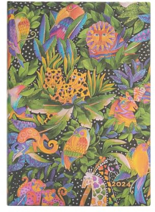 Paperblanks Flexi 12-Monatskalender 2024 Jungle Song, Horizontal - Midi (175 x 125), Französisch