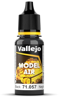 Vallejo Model Air Peinture Acrylique Noire Mat, 18 ml pour Aérographe, Idéale pour Modélisme et Figurines.