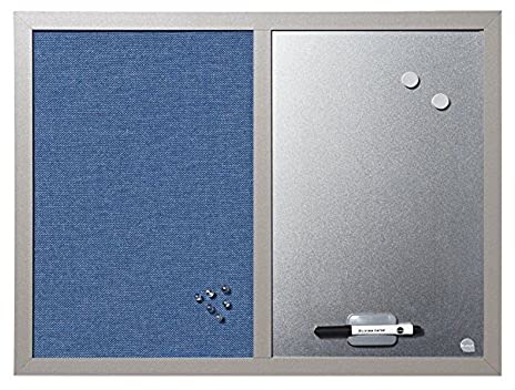 Bi-Office MX04429608 - Blue Bells Kombitafel, MDF Rahmen Textiloberfläche, 22 mm dicker, perlenfarben/blau/silber