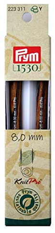 Prym 223331 Rundstricknadelspitzen NATURAL farbig lang 11,6 cm 8,00 mm Rundstricknadel, Holz, mehrfarbig, 8 mm, Bambus Natur