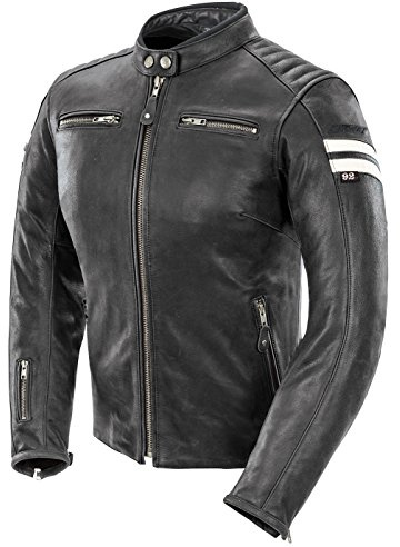 Joe Rocket 1436-1004 Classic '92 Women's Leather Motorcycle Jacket (Black/White, Large)