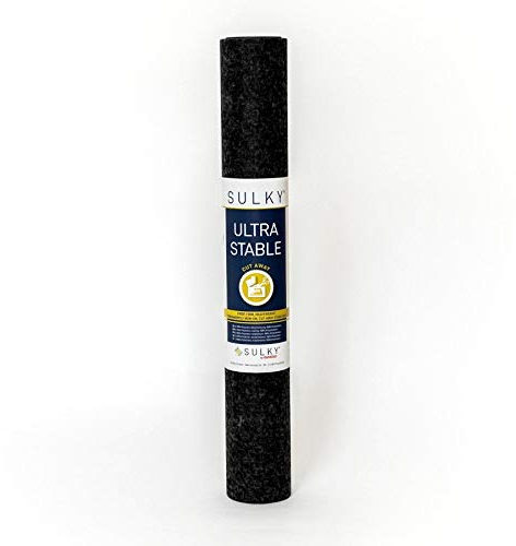 Sulky Totally Stable Stickvlies mit Klebefläche zum Aufbügeln | zum Maschinensticken, Maschinenapplikationen, Handapplikationen, Computerdruck, Konfektion (weiß) (schwarz, 50 cm x 10 m)