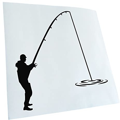 Kiwistar - Autoaufkleber - Angler Angeln Angelplatz - schwarz - 10x10cm - Heckscheibe Auto Aufkleber wetterfest für Kfz LKW Mofa Truck - Sticker außen selbstklebend Tuning Zubehör für Fenster