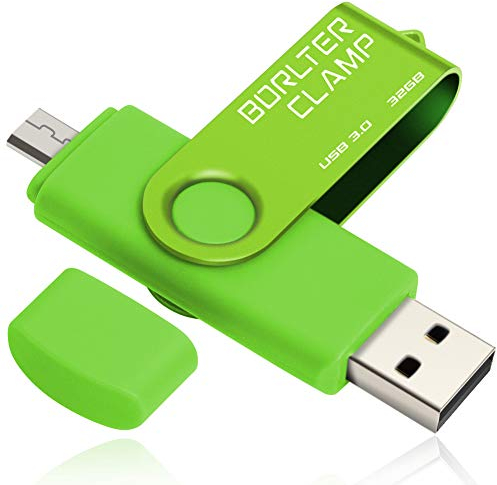 32GB Memoria USB, Unidad Flash USB de Puerto Doble (USB 3.0 y Puerto Micro USB), OTG Memory Stick Pendrive para Smartphones, Tabletas y Computadoras (Verde)