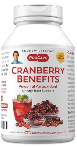 ANDREW LESSMAN Cranberry Benefits - 60 Capsules - Supports Bladder, Kidney and Urinary Tract Health. High Potency Standardized Extracts of Cranberry Fruit, Small Easy to Swallow Capsules