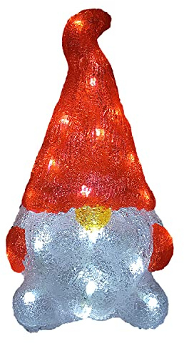 DEUBA® Weihnachtsdeko LED Acryl Figur Wichtel 29,5cm Groß Innen Außen beleuchtet Weihnachten Deko IP44 Weihnachtsfiguren Weihnachtsbeleuchtung Kaltweiß