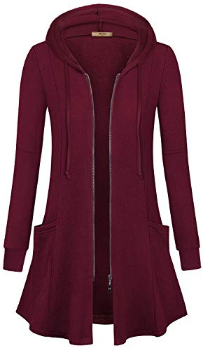 Miusey Veste Longue à Capuche zippée pour Femme - Violet - Taille M