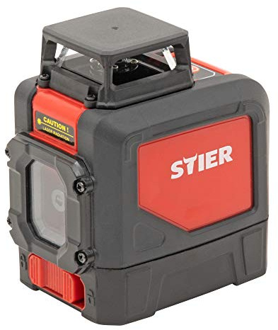 STIER Kreuzlinienlaser 360° x 120°, grün 520nm, Kreuzlaser grün, Linienlaser, Baulaser mit präziser Nivelliergenauigkeit von ±3 mm / 10 m, inkl. Staub- und Spritzwasserschutz