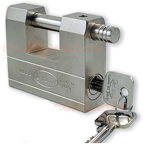 Lucchetto antiscasso alta sicurezza catenaccio monoblocco Acciaio Cementato Temperato Lok2000 BLK 85TM per per Garage, Container, Deposito, Armadietto e Magazzino