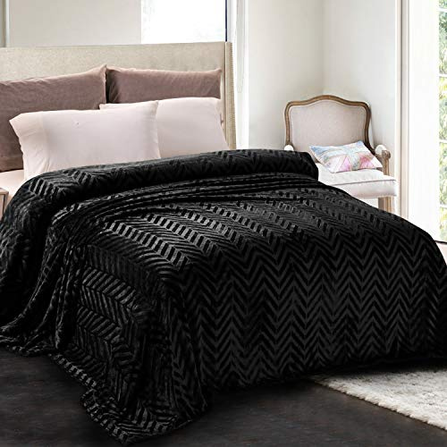 Whale Flotilla Flannel Fleece Fall Bed Blanket Queen Size, Black