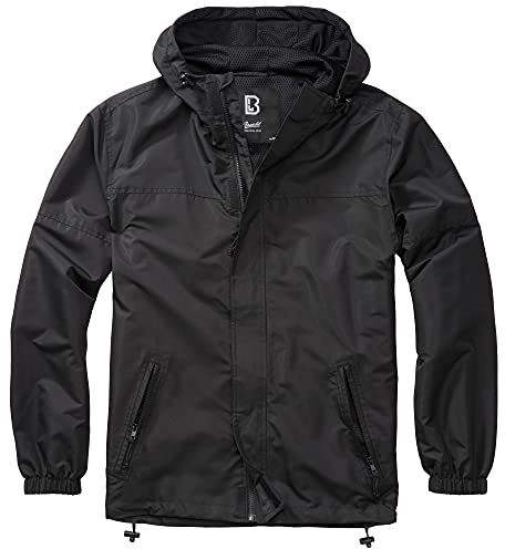 Brandit Summer Windbreaker, regnjacka, anorak, träningsjacka, storlek S till 5XL, Främre dragkedja svart, L