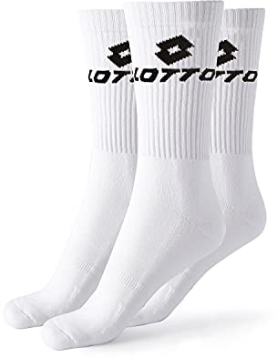 Lotto, 12 Paires Chaussettes de tennis homme/femmes en coton doux et respirant, certifiées OEKO-TEX, blanches, 43-46
