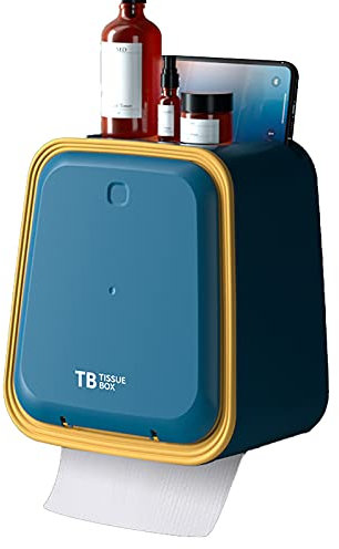 KUCOCOSNEH Porte-rouleau de papier toilette mural étanche et anti-saleté pour salle de bain Bleu