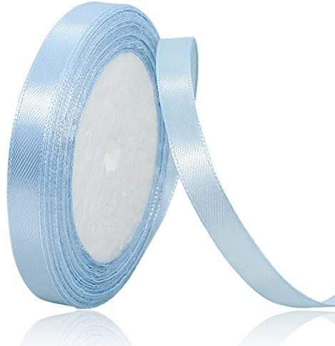 Satinband Hellblau 10mm, 22 Meters Dekoration Geschenkband breit Schleifenband, Stoffband für Hochzeit, Taufe und Geburtstag Geschenke