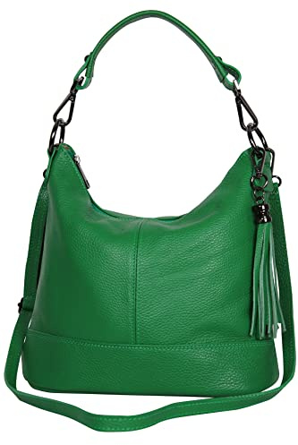 AmbraModa GLX09 - Damen Handtasche Schultertasche Beutel aus Echtleder