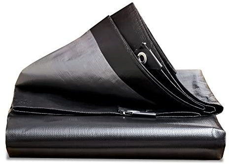 Bortaberg Heavy Duty Waterproof Tarpaulin, Black, 235gsm Reinforced Mesh Cover with Eyelets, UV Stabilized ([m]2x2 || 6.6'x6.6')