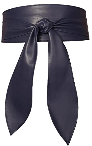 FEOYA Wickelgürtel Damen Party Kleidgürtel Hochzeit Obi Breiter Gürtel für Kleid Damen Schärpe Gürtel Kunstleder Leder Brautgürtel Bindegürtel Taillengürtel Elegante Wickel zum Schnüren Marineblau L