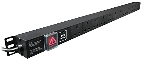 Surge Protected 12 Way Switched PDU Vertical Mounting Power Distribution Unit With Surge Protection, 1.8M Cable And UK Plug