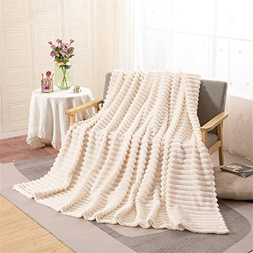 ENEN Couverture Plaid Canape Polaire Douce Flanelle Jeté de Canape Doux pour Chambre Sofa lit Fauteuil pour Adultes et Enfants (150x200cm, Beige)