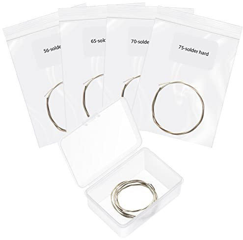 Shimeyao 4 Pieces Silver Solder Wire 4 Types Soldering Wire for Jewelry Making Repair Electronics 26 Gauge Silver Welding Tools Accessories, Easy Soft, Soft, Medium, Hard