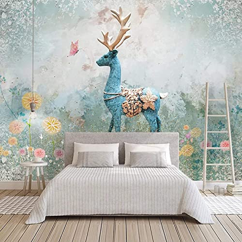 Papier Peint Photo 3D Dessin Animé Animal Wapiti Papier Peint Salon Chambre Bureau Couloir Décoration Peintures Murales Décoration Murale Moderne - Affiches Murales Peel And Stick Wall Art Stickers M