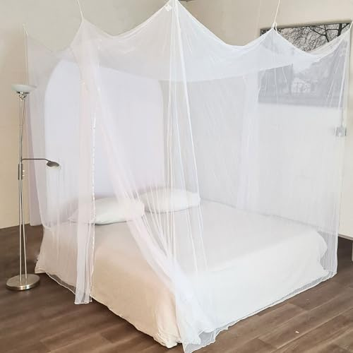 Flystopper XXL Moskitonetz für Doppelbett – Rechteckig – 240 × 220 × 230 cm – Premium 50 Denier – 300 Mesh – 2 Eingänge – Inklusive Tragetasche