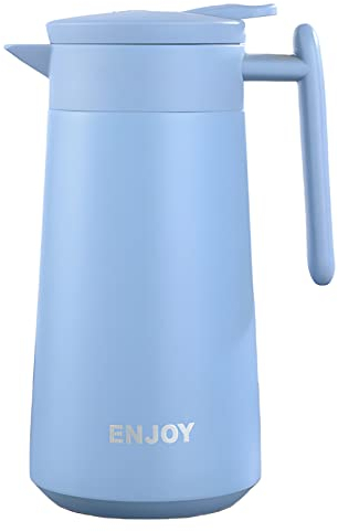 GRÜNERLE Thermoskanne 860ml - Kaffeekanne, Teekanne, Isolierkanne für Tee oder Kaffee - Tee Geschenk - hält bis zu 24h kalt, 12h heiß (Blau)