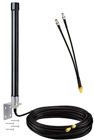 Bingfu 4g LTE Long Range Cellular Antenna Wall Mount - 32.8ft Cable - with SMA to Dual ts9 Adater - Compatible with Spypoint Link Micro Covert Wildlife Hunting Game Cam Outdoor Mobile Security Camera