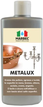 MARBEC METALUX 250GR Crème de polissage qui nettoie et dégraisse les surfaces en cuivre, argent. Facile et sûr à utiliser, il ne laisse pas de traces.