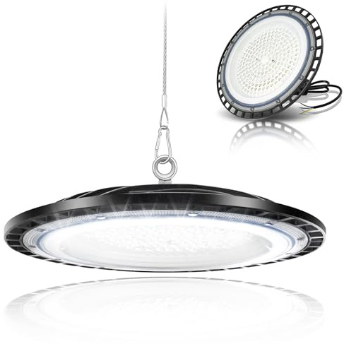 UFO LED High Bay lumière 200W, 20000LM Eclairage Atelier Projecteur LED Intérieur Blanc Froid 6500K,High Bay Light IP65 Étanche Led UFO Industriel lumière pour Stade Intérieur, Garage