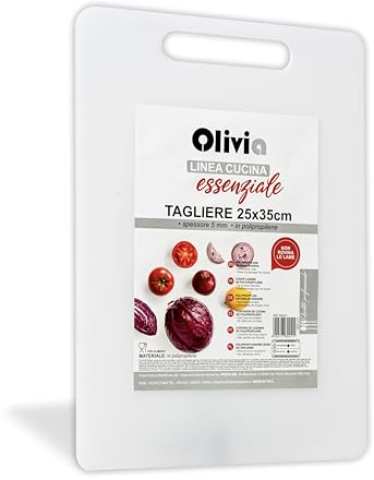 IPEA Tagliere in Plastica Rettangolare per Verdure, Frutta, Alimenti - Tagliere da Cucina Multiuso per Tagliare e Servire Antipasti, Pane, Formaggi - Vassoio Lavabile Bianco