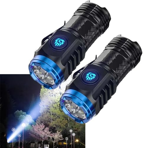 Fulluky Mini-Taschenlampe, LED Taschenlampe Extrem Helle, Aufladbar Taschenlampen mit 5 Lichtmodi, Handheld klein Wasserdichte Taschenlampe, Mini Handlampe für Camping Notfall (2, Schwarz B)